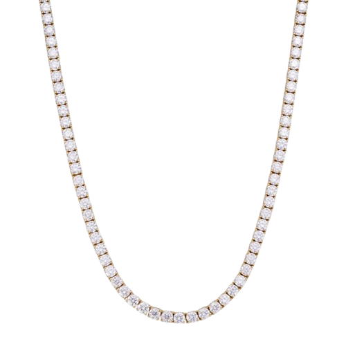 Tennis Necklace Sterling Silver, - 3mm Gold