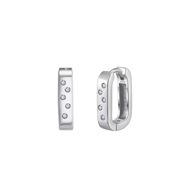 Oval-Runder Klappcreole Silber Ohring Zirkon 14k vergoldet