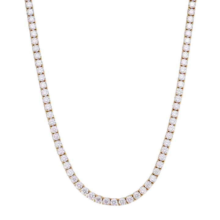 Tennis Necklace Sterling Silver, - 3mm Gold