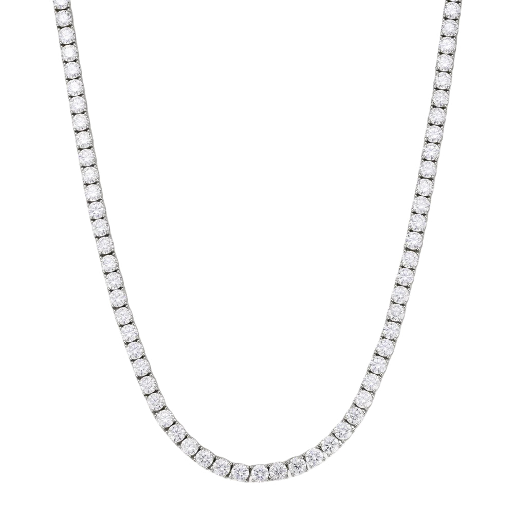 Tennis Necklace Sterling Silver, - 3mm