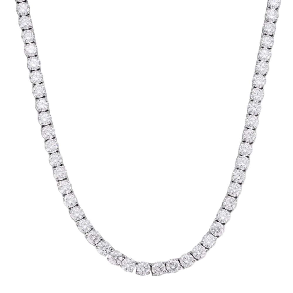Tennis Necklace Sterling Silver, - 5mm