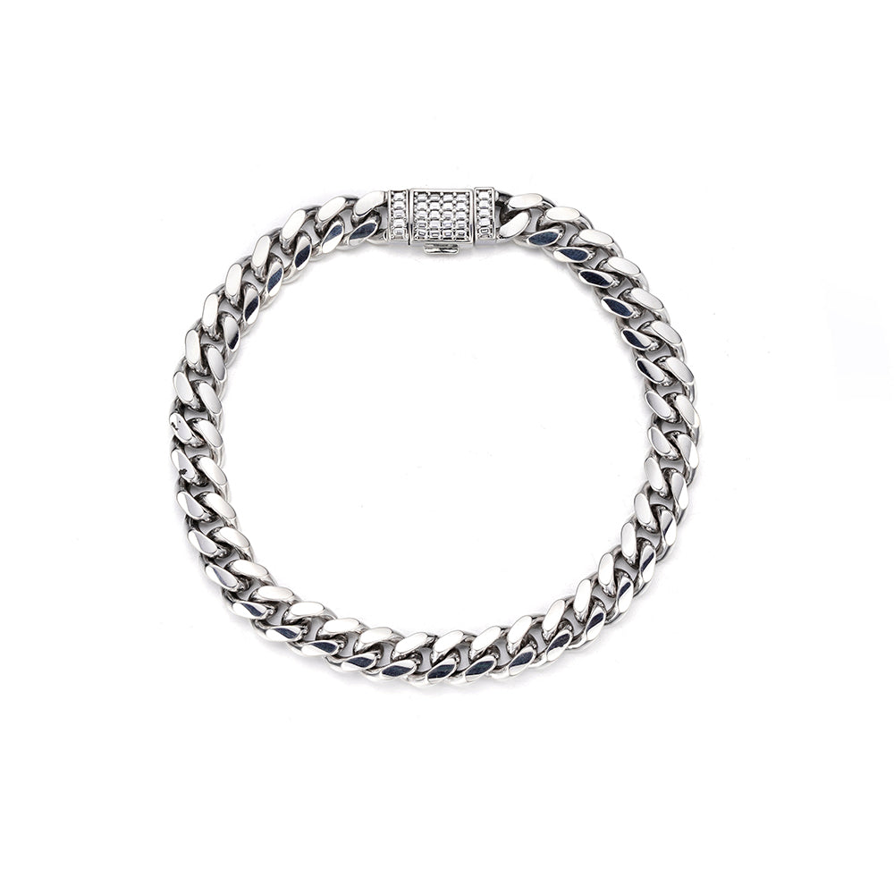 Cuban Bracelet Sterling Silver, - 7,5mm