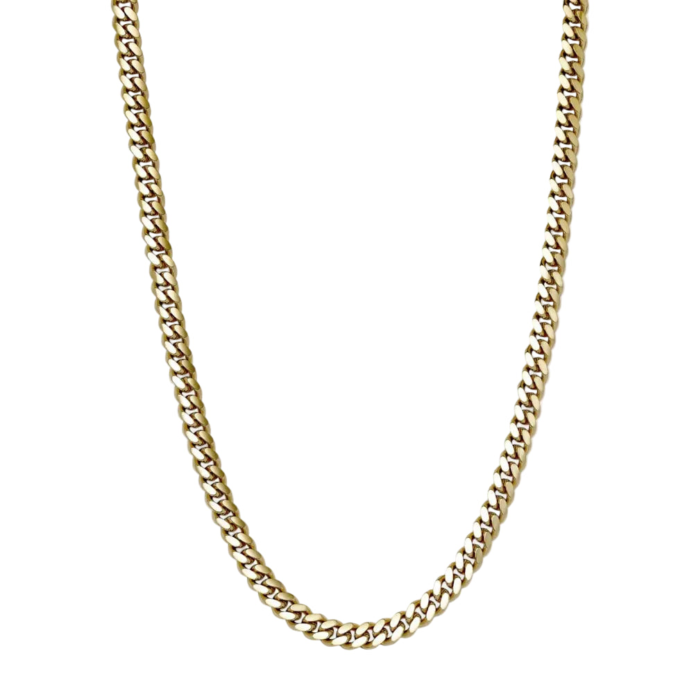 Cuban Chain Necklace Stainless Steel, - 8mm Gold