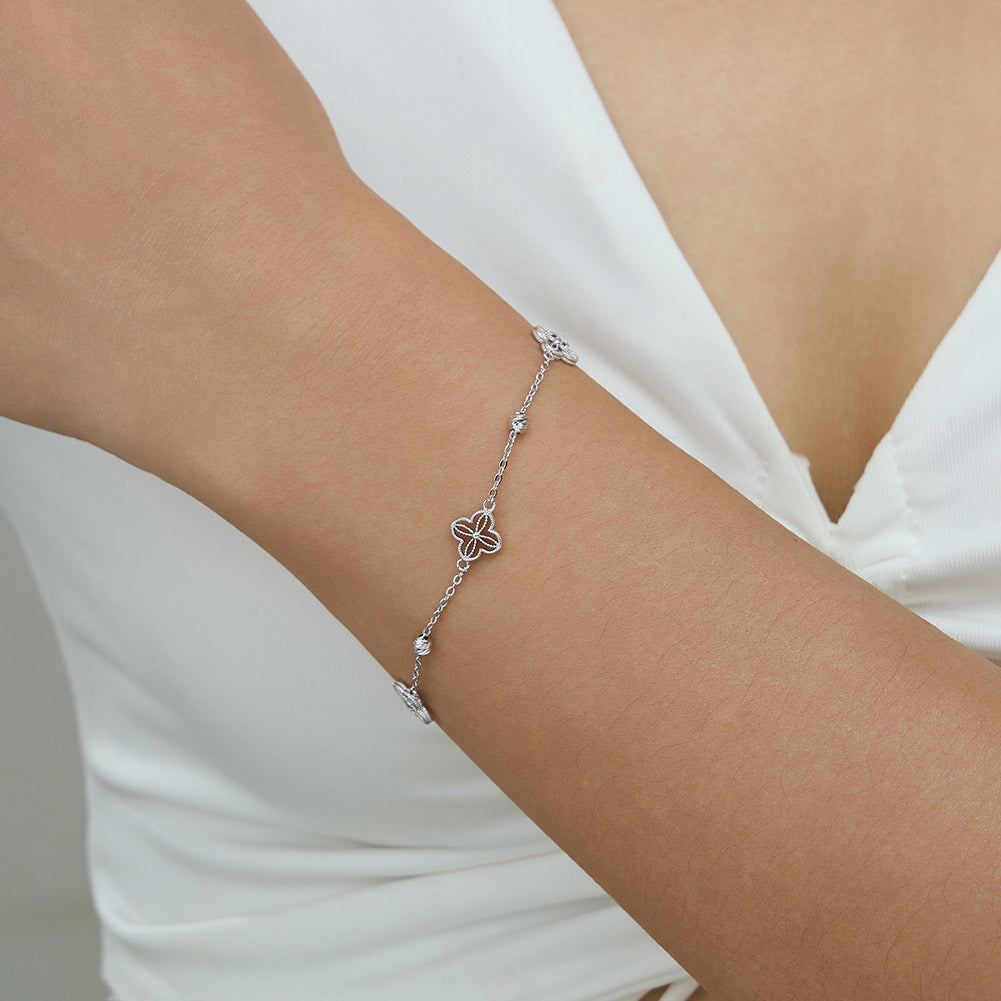 Kleeblatt Armband · Filigran · 925 Silber