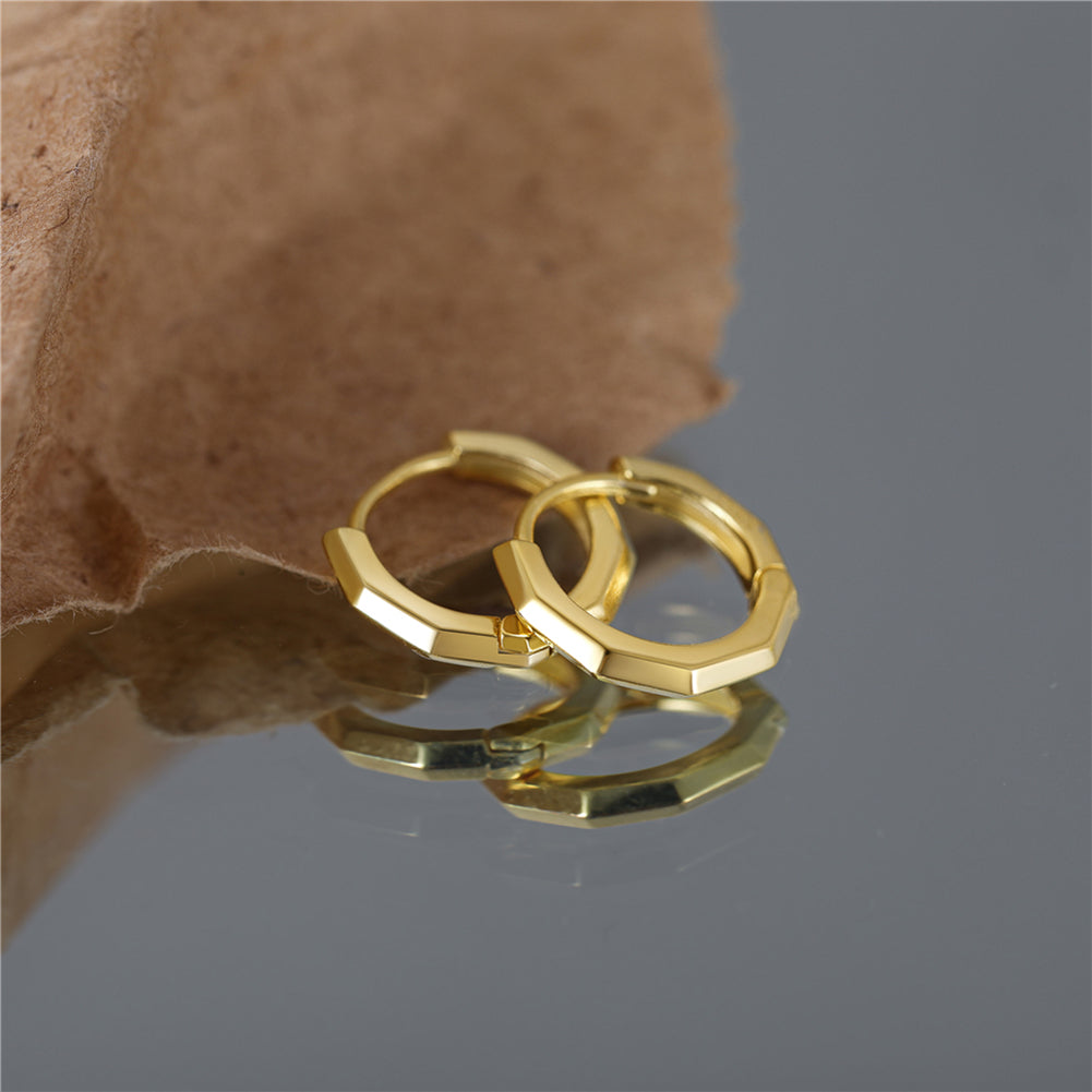 Eckige Klappcreole Silber Ohring 14k vergoldet