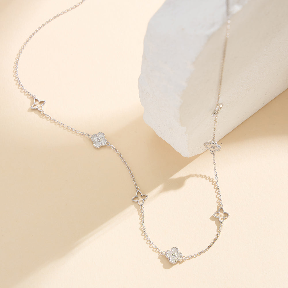 Kleeblatt Halskette Silber 14k vergoldet