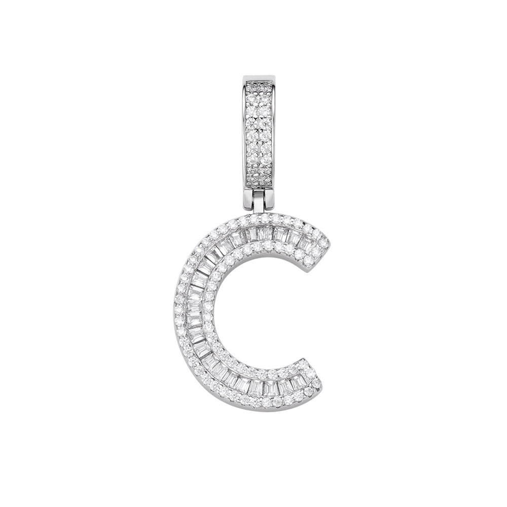 C Pendant mit Diamanten Sterling Silver