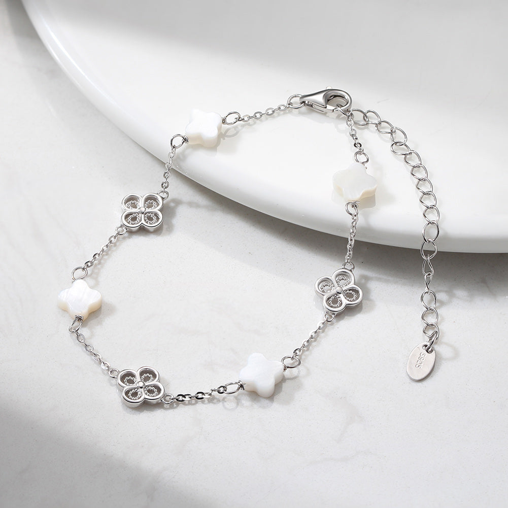 Kleeblatt Armband Größenverstellbar Silber