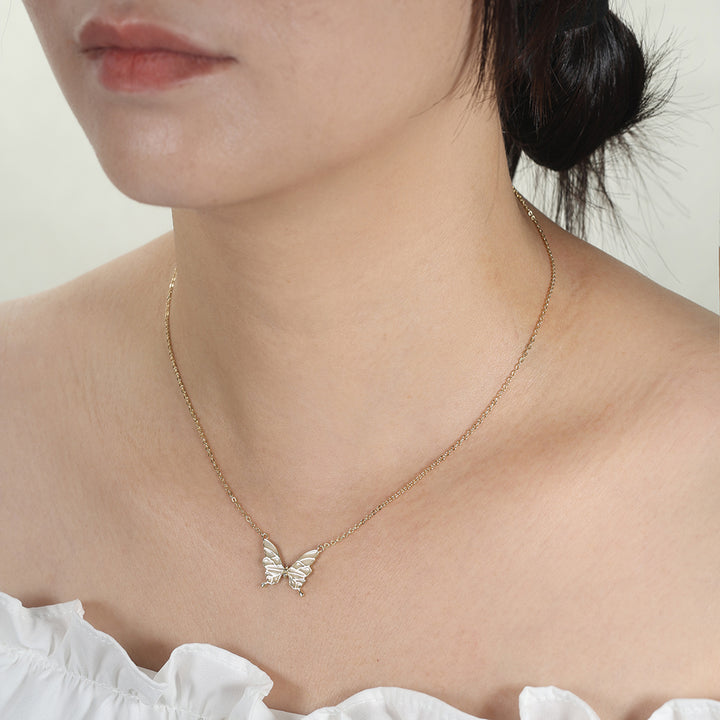 Schmetterling Halskette Silber 14k vergoldet