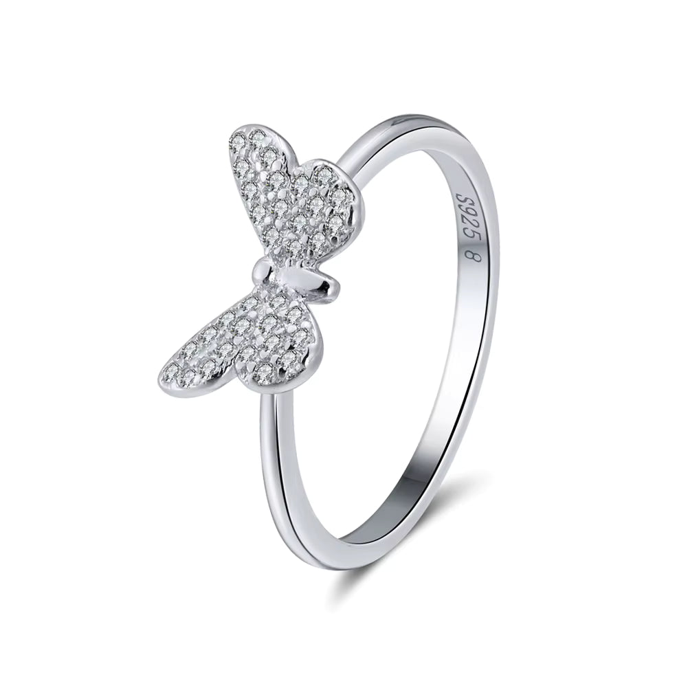 Schmetterling Ring Silver 14k vergoldet