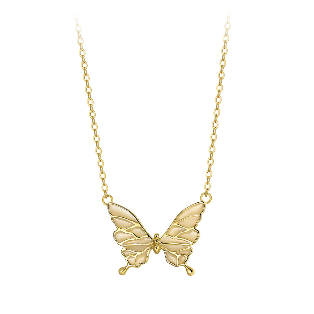 Schmetterling Halskette Silber 14k vergoldet