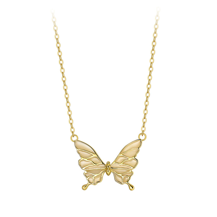 Schmetterling Halskette Silber 14k vergoldet