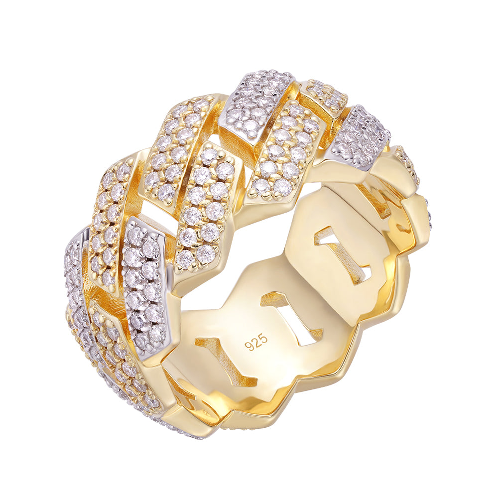 Diamond Cuban Ring Sterling Silver, - Gold