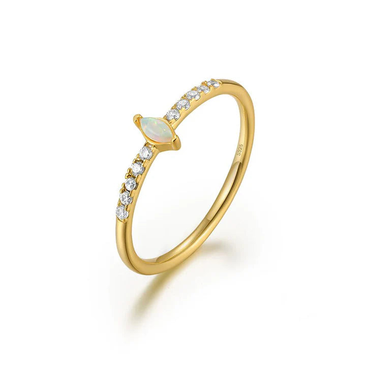 1x Opal Ring Silver 14k vergoldet
