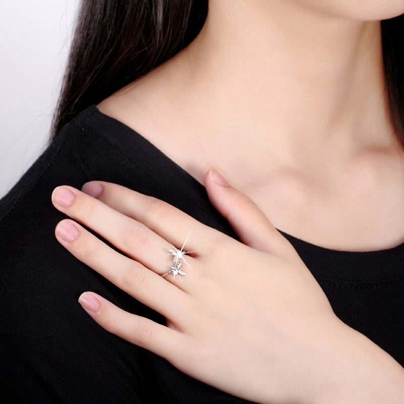Schmetterling Ring Silver 14k vergoldet
