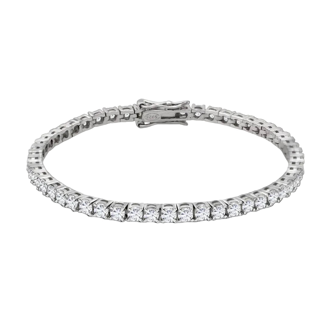 Tennis Bracelet Sterling Silver, - 3mm