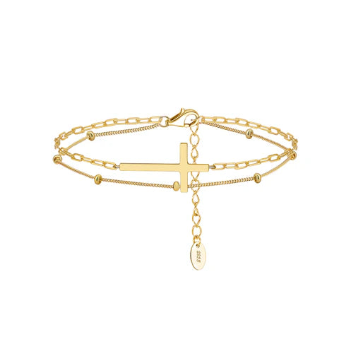 Kreuz Armband Silber 14k vergoldet