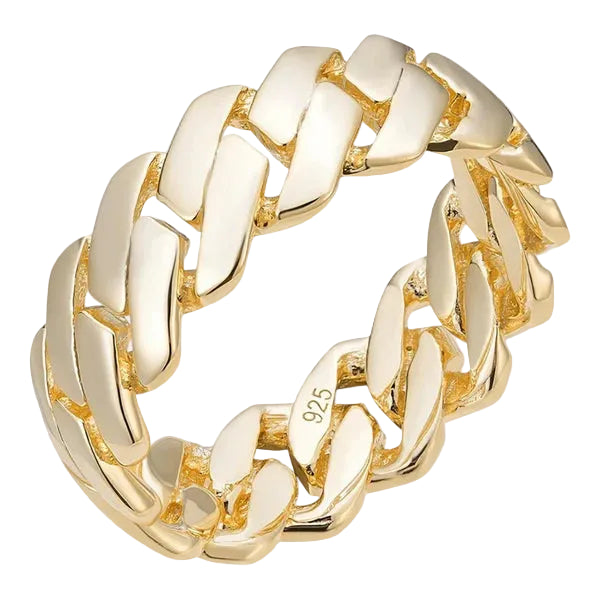 Cuban Ring Sterling Silver, - Gold