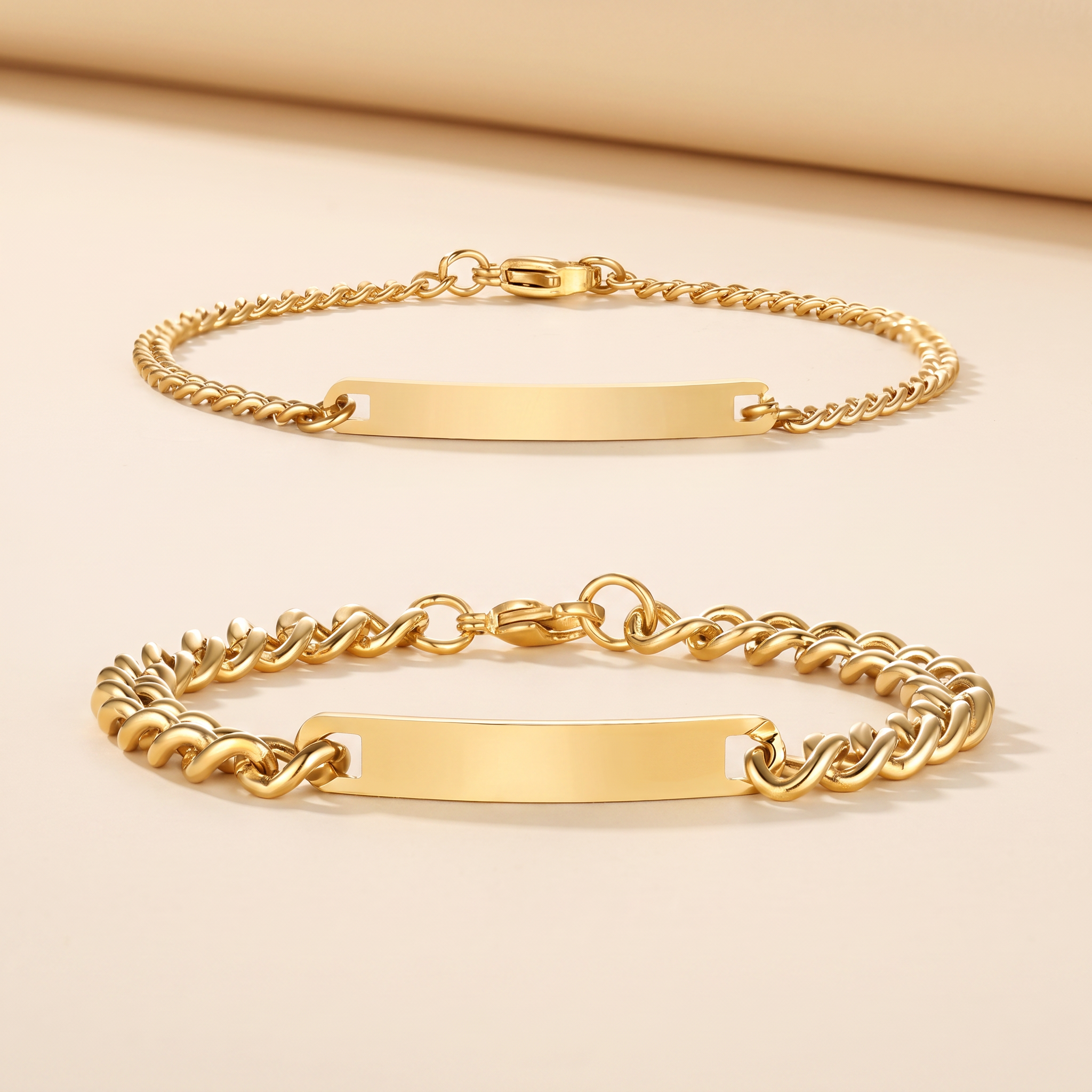 Armband-Pärchen-Set mit Gravur – 14K vergoldet