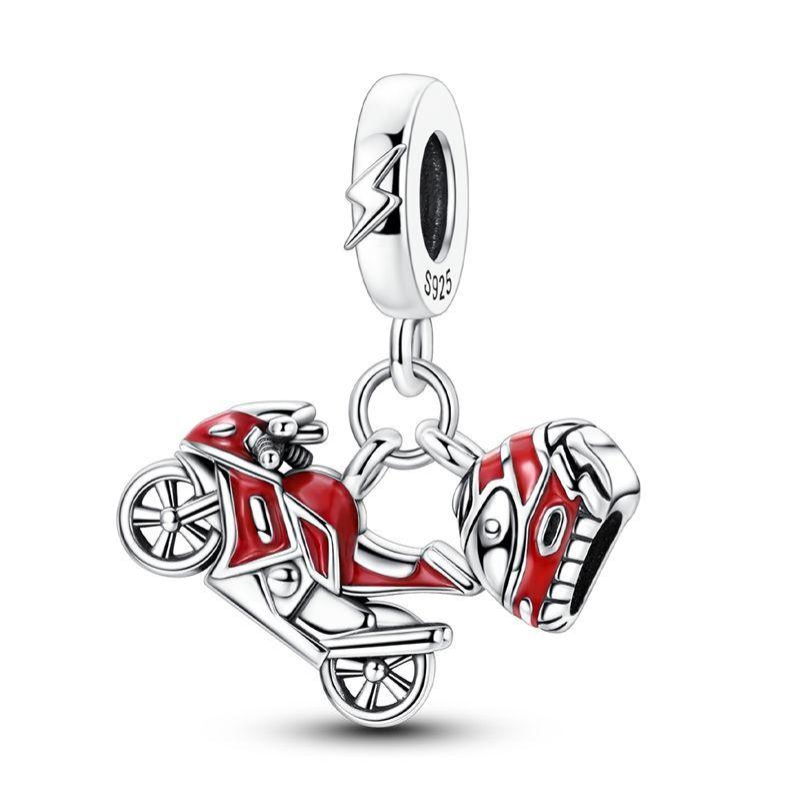 Motorrad und Helm Charm-Anhänger