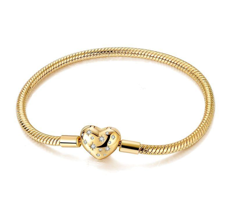 Charm Armband Herzförmiger Verschluss 18k vergoldet
