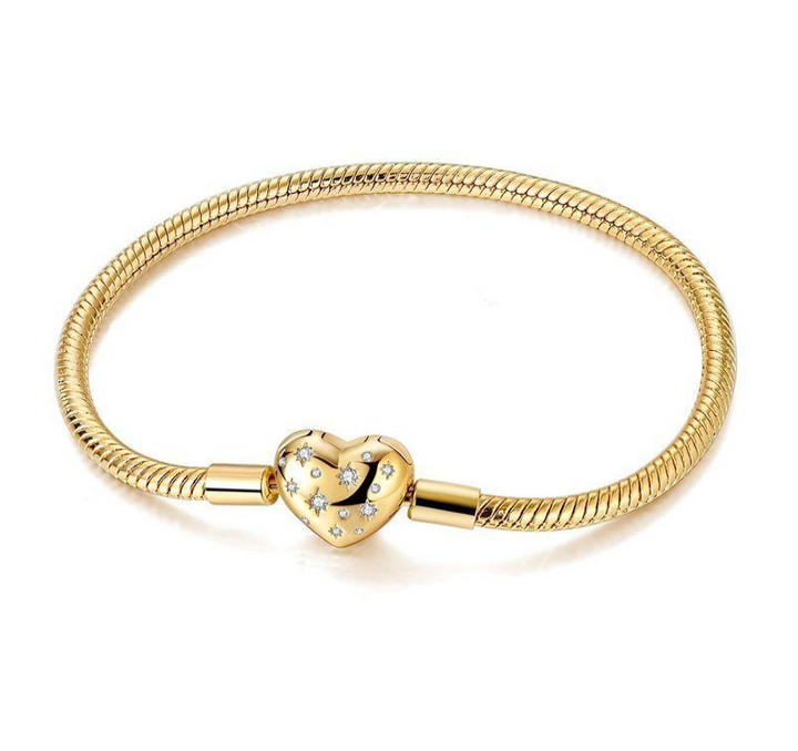 Charm Armband Herzförmiger Verschluss 18k vergoldet