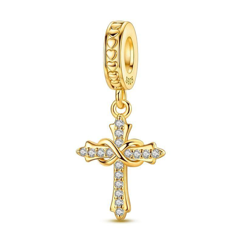 Kreuz Charm-Anhänger 18k vergoldet