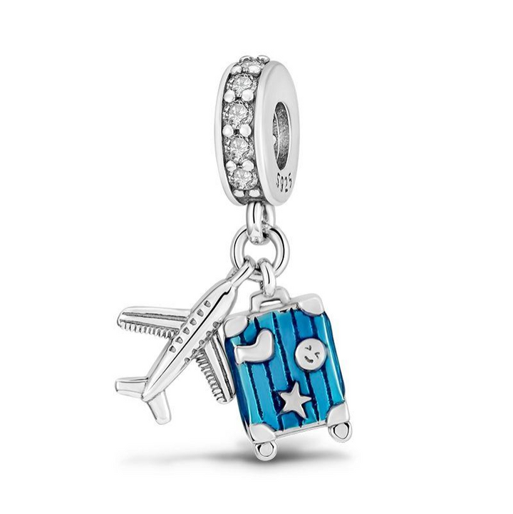 Flugzeug und Koffer Charm-Anhänger