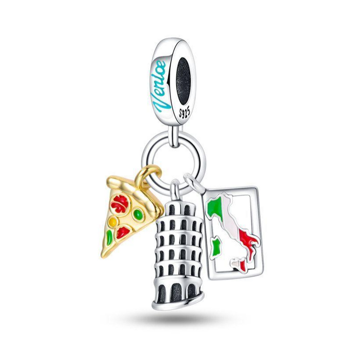 Italien, Pizza und Schiefer Turm Von Pisa Charm-Anhänger
