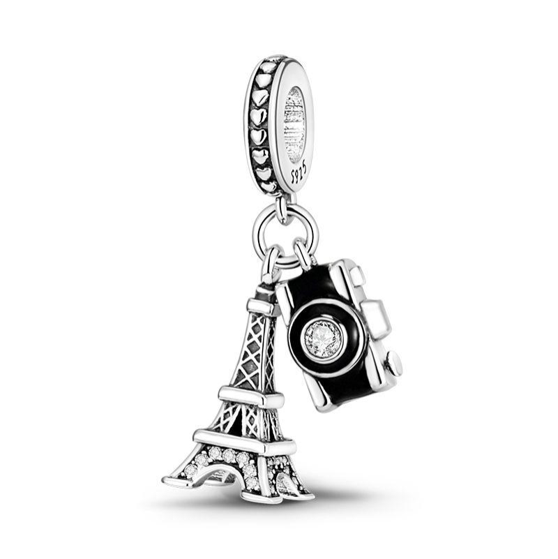 Eiffelturm und Kamera Charm-Anhänger