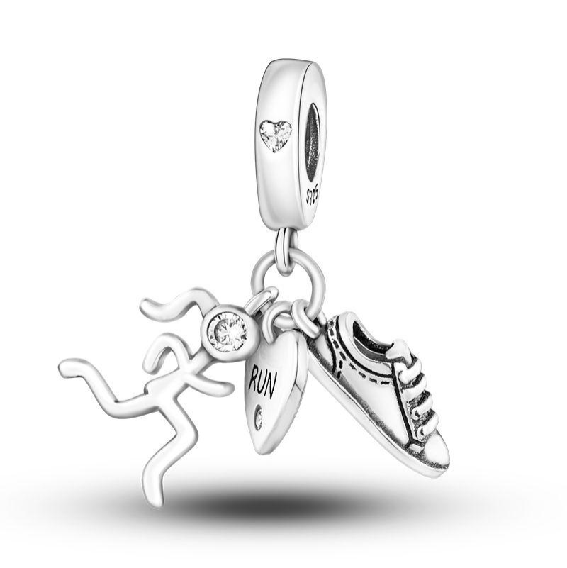 Läuferin, Herz und Turnschuh Charm-Anhänger