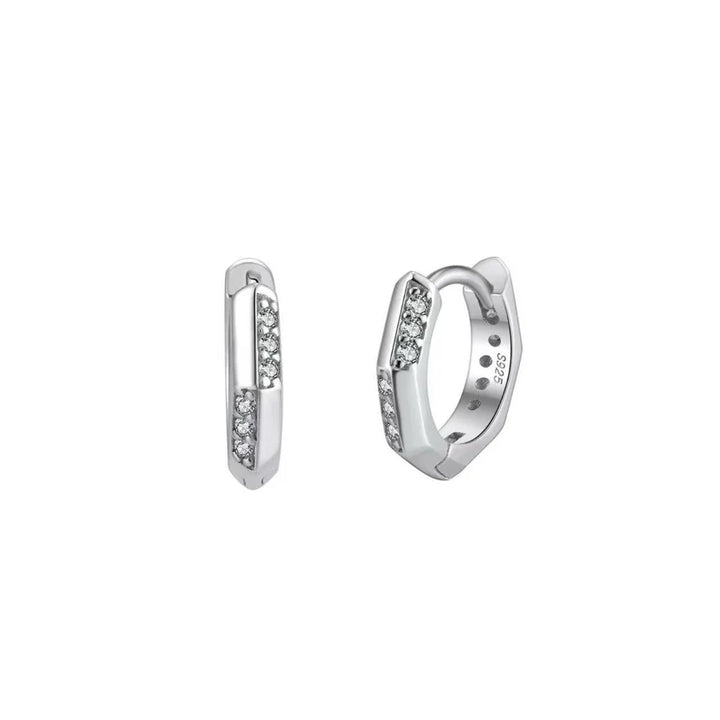 Eckige Klappcreole Silber Ohring Zirkon 14k vergoldet