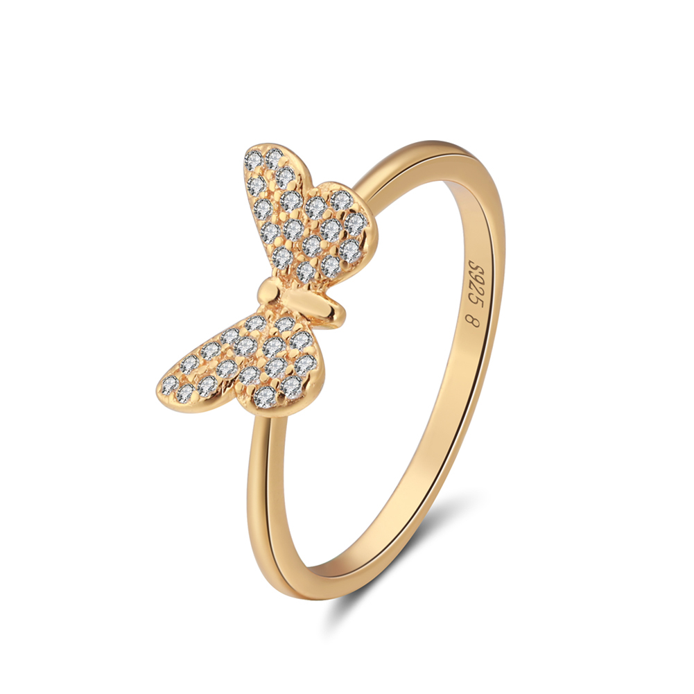 Schmetterling Ring Silver 14k vergoldet