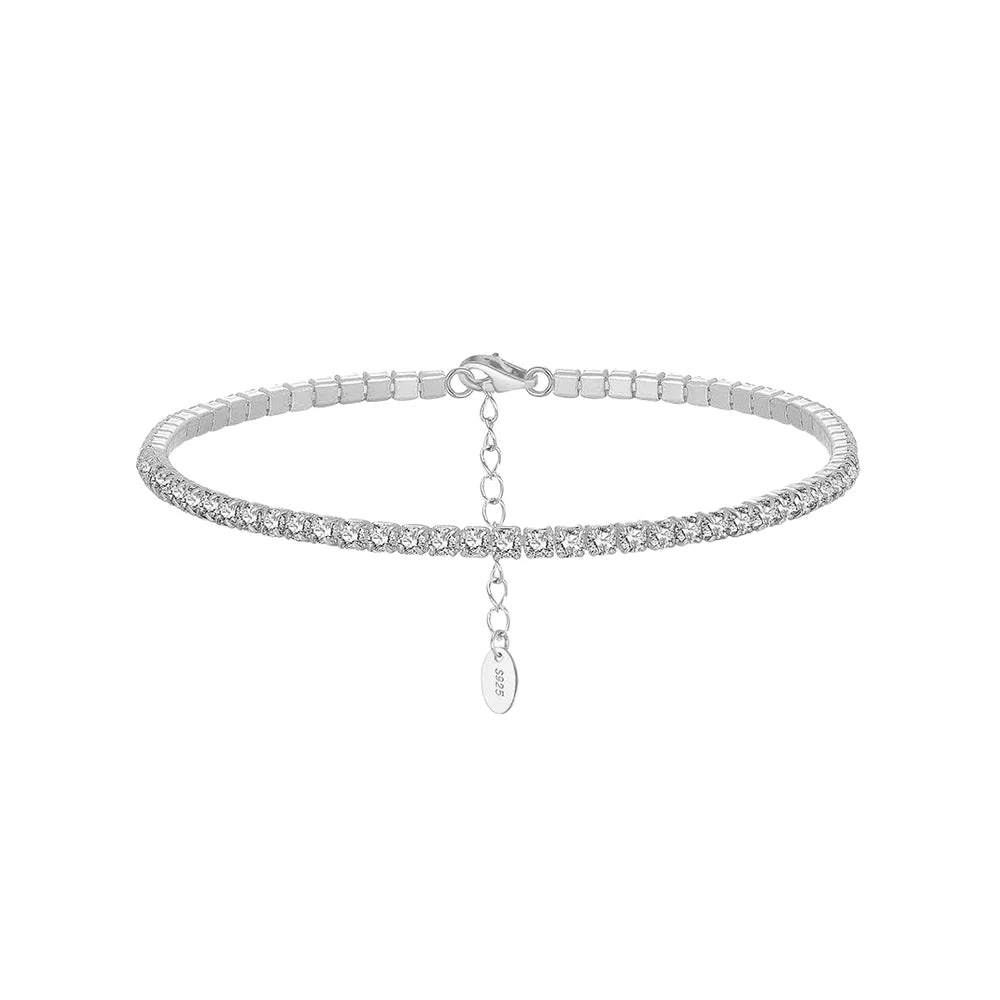Tennis Armband Größenverstellbar Silber 14k vergoldet