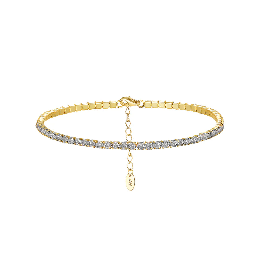 Tennis Armband Größenverstellbar Silber 14k vergoldet