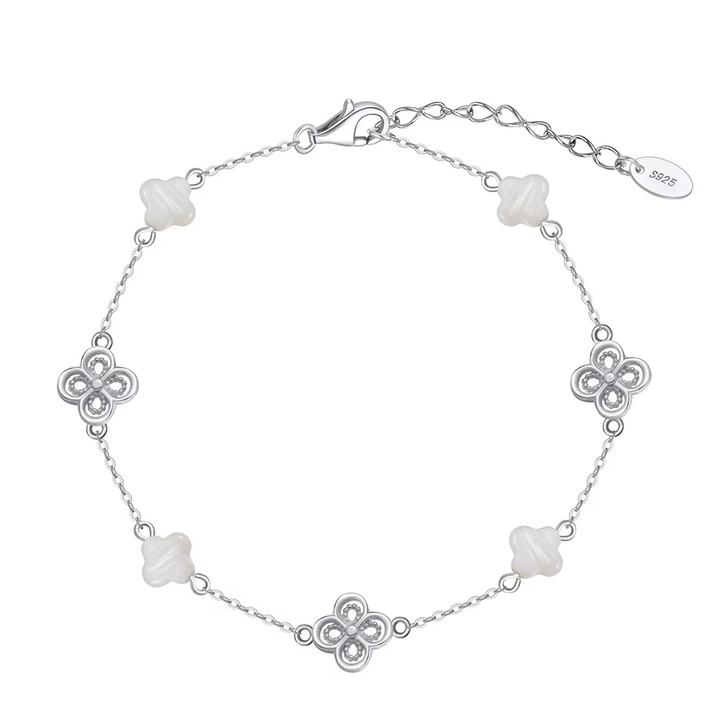Kleeblatt Armband Größenverstellbar Silber 14k vergolded